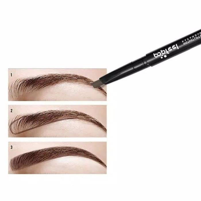 POPFEEL Eyebrow Waterproof Double Head Pensil Alis Anti Air ORI - Light Brown