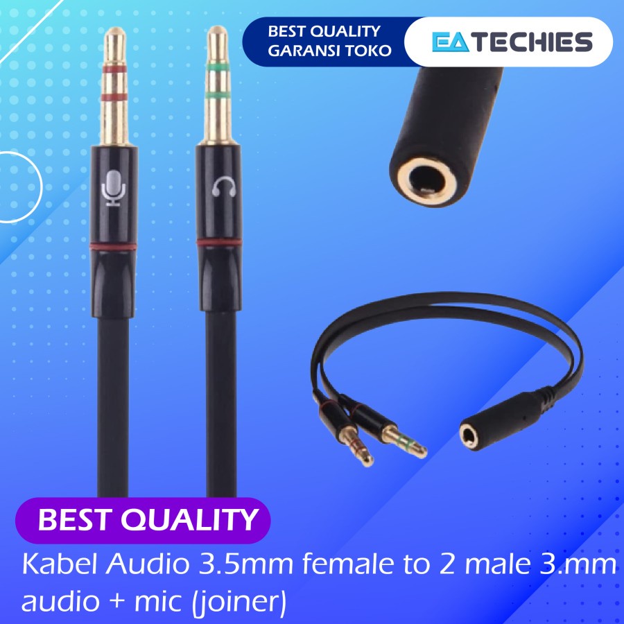 Kabel Audio 3.5MM Female to 2 Male 3.5MM AUDIO MIC Y JOINER PC Laptop