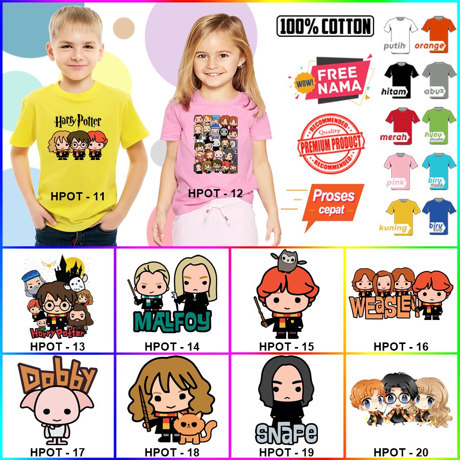 Baju Kaos ANAK DAN DEWASA HARRY POTTER COUPLE (FREE NAMA)