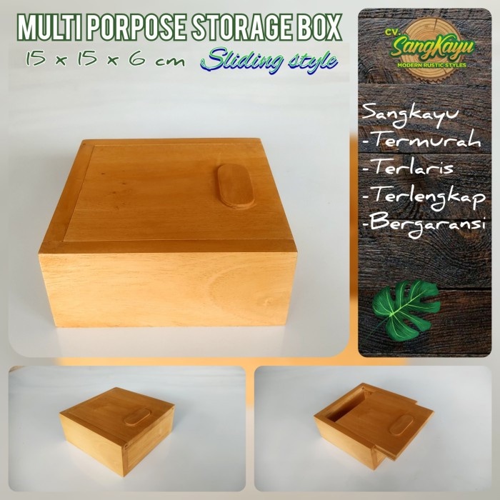 Kotak penyimpanan serbaguna 15x15 cm storage box kayu - 15x15x6 cm - 15x15x6 cm