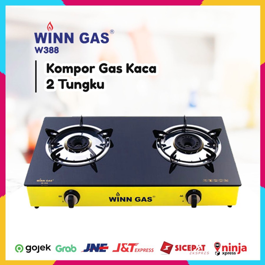 Kompor Gas Kaca 2 Tungku Winn Gas W-388