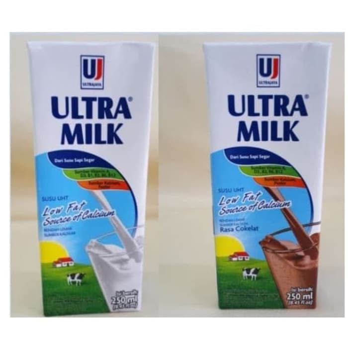 

250ml Low Fat Plain / Cokelat UHT Ultra Milk Lowfat