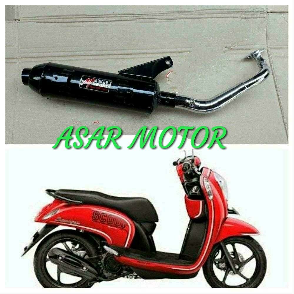 Knalpot Racing Bobokan Honda Scoopy Fi Lama 2013 2016 Model Tsukigi Leheran Chrome Terpisah