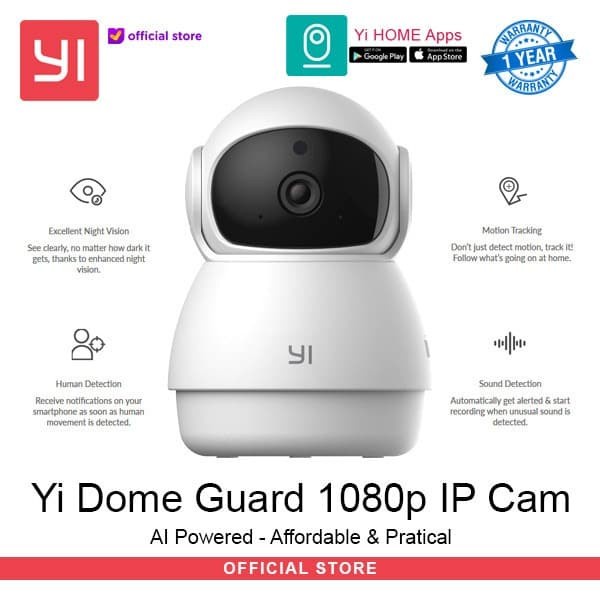 KAMERA XIAOYI YI DOME GUARD 1080P HD IP CAMERA WIRELESS CCTV WIFI -GARANSI RESMI-