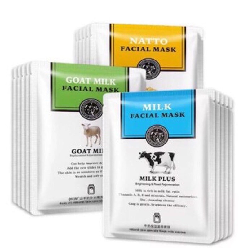 ROREC/HCHANA FACIAL MILK MASK / SUSU MASKER KOREA GOAT MILK GOATS/SAPI/NATTO / WHITENING SHEET MASK