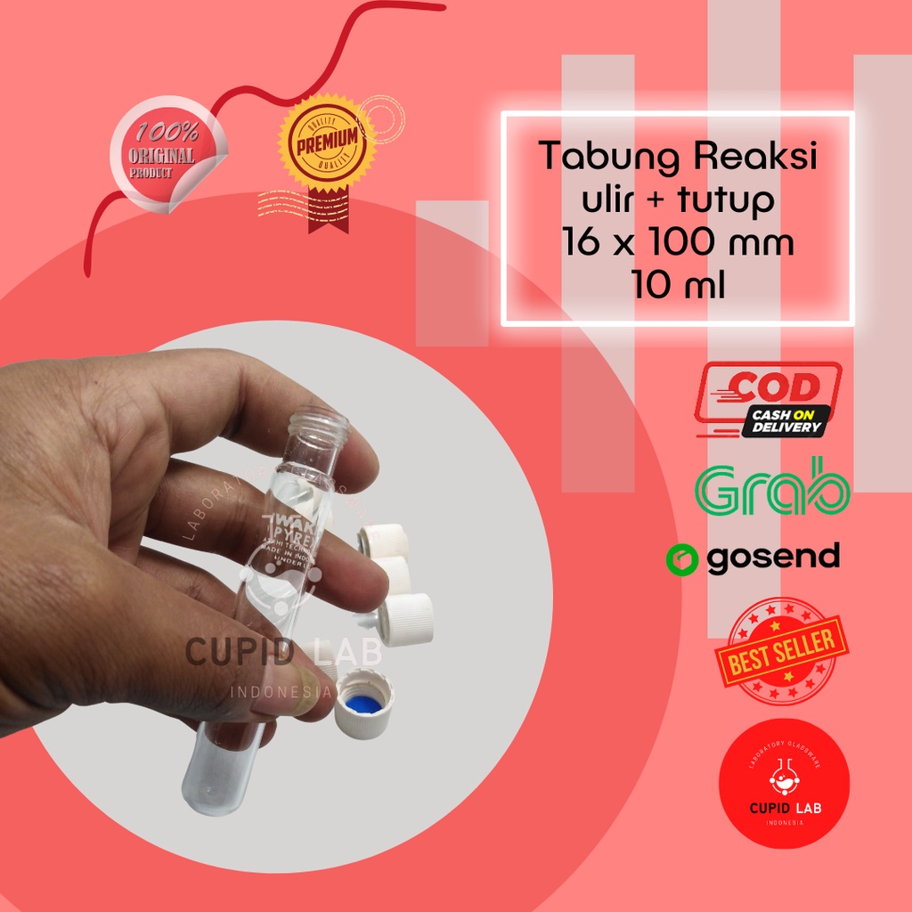 Tabung Reaksi Tutup Ulir 16x100 Pyrex
