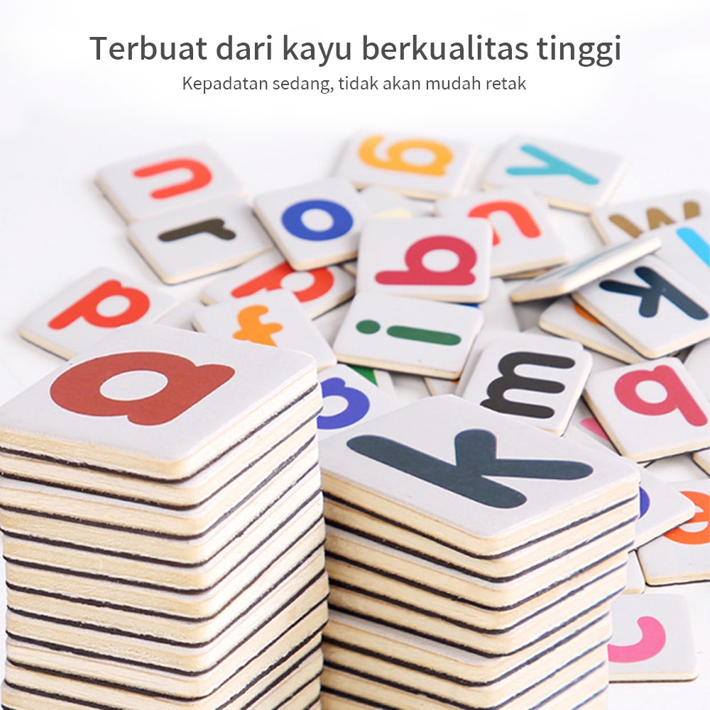 Aikoky Puzle kayu edukasi anak Game Ejaan Magnetik/Buku edukasi anak 26 huruf bahasa Inggris