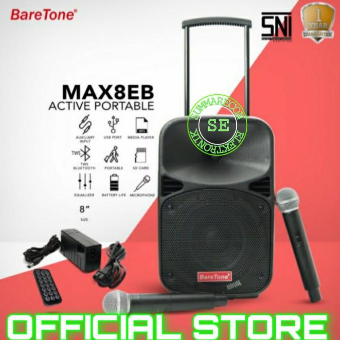 Speaker Portable Baretone 8 Inch Original Max 8Eb Bluetooth Ysaniaa