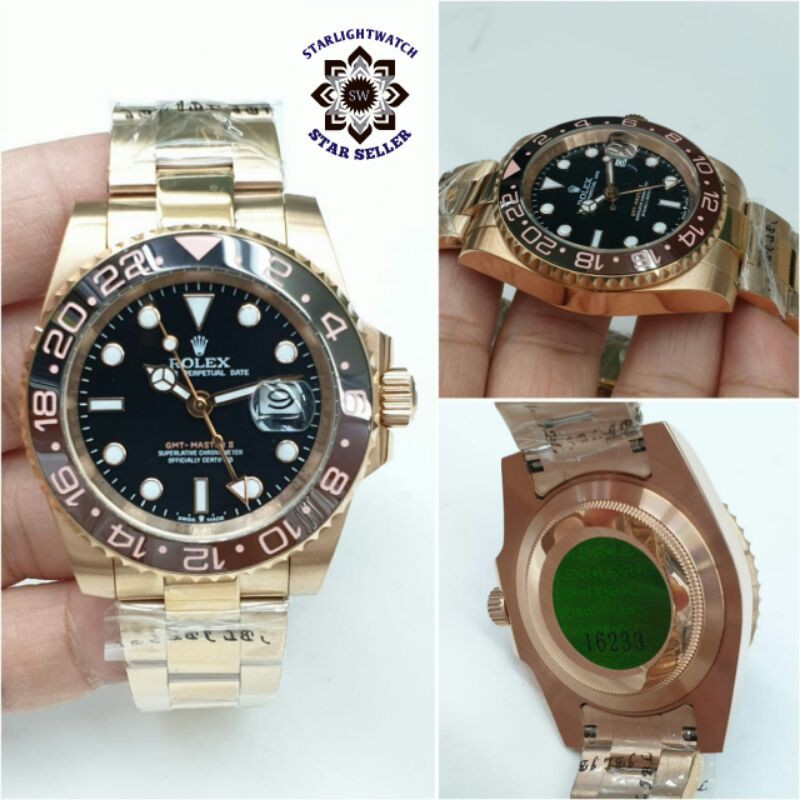 JAM TANGAN ROLEX GMT AUTOMATIC FULL ROSEGOLD KUALITAS ORIGINAL