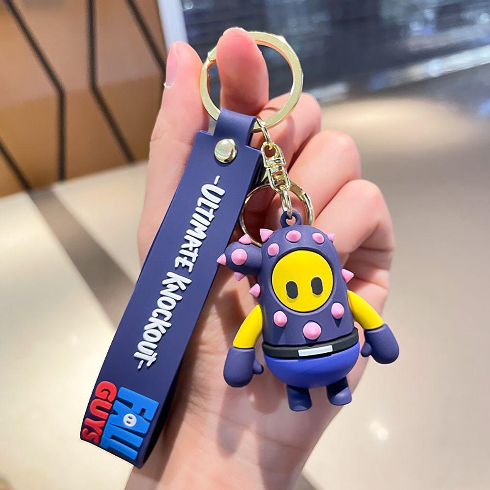 Needway Kartun Gantungan Kunci Kreatif Pria Kawaii Hadiah Jatuh Cowok Silikon Kunci Mobil Tergantung Game Figure Key Lanyard