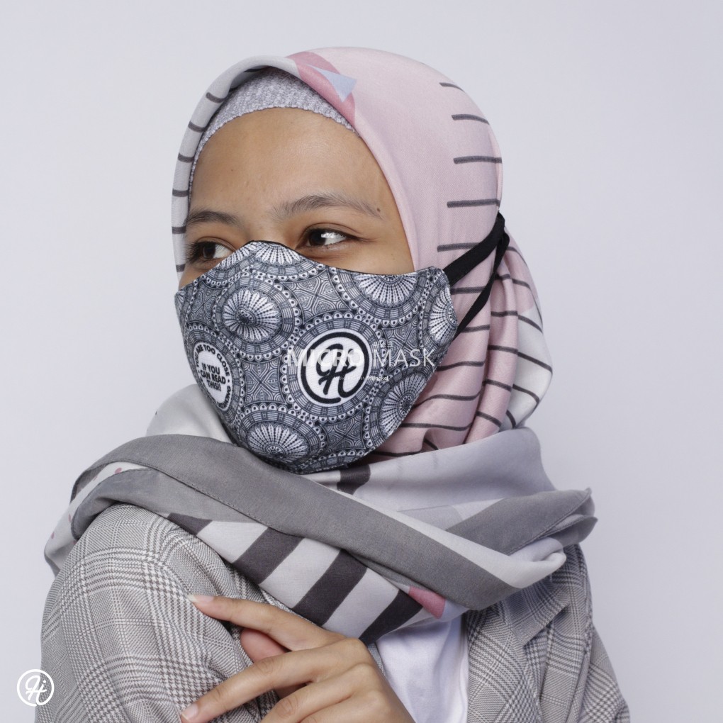 UNISEX - Masker Spectrum By Hijacket kain Hijab Tali Karet Polos Motif Earloop Lucu Pria Wanita-MONOCHROME