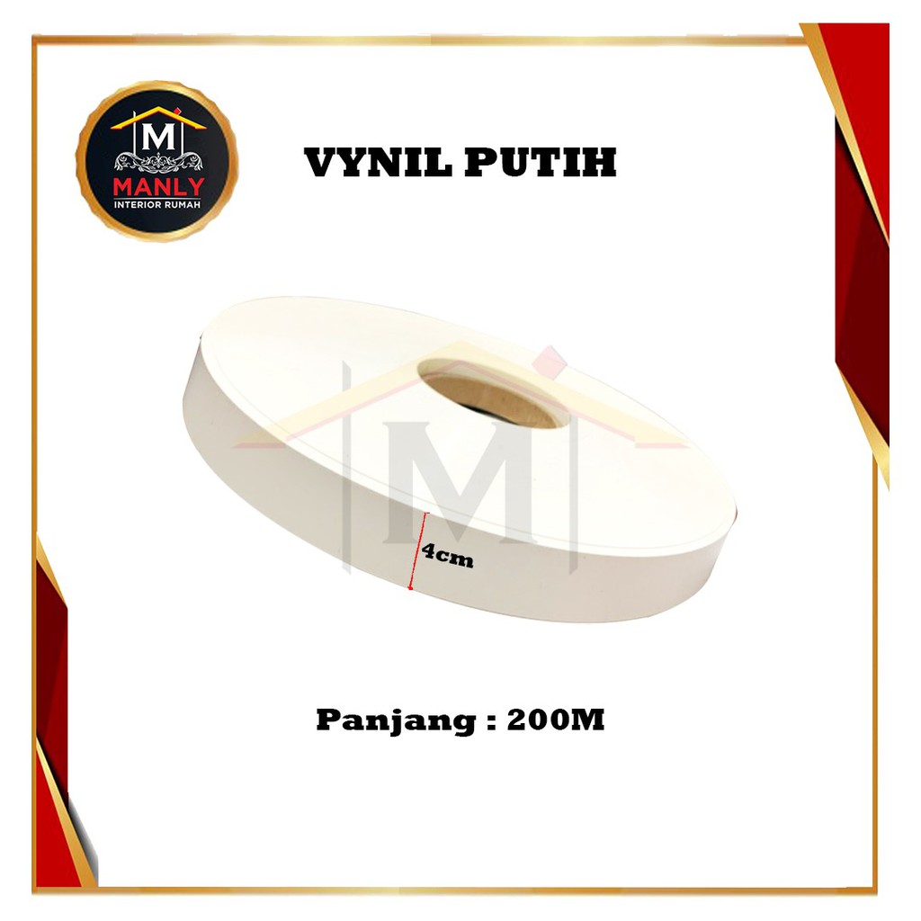 Edging Putih Vynil Dop 4 cm (40 mm) / Vinyl Vinil Putih Dof, Isi 1 Roll (200M)