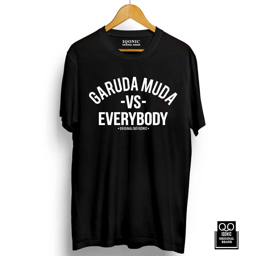 Kaos Distro Men &amp; Women GARUDA MUDA VS EVERYBODY Text White- Original Premium Quality 100% Cat