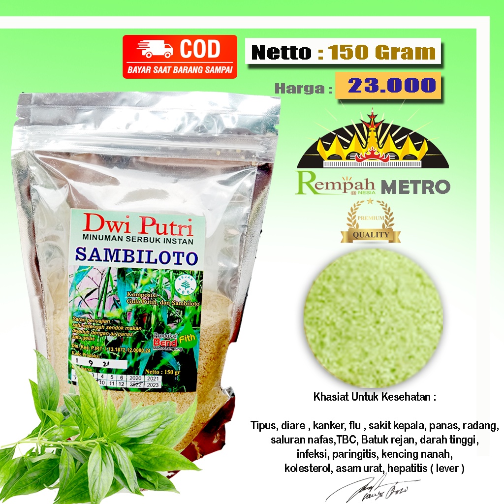 

Sambiloto Bubuk Minuman Kesehatan Herbal Ukuran 150 Gram