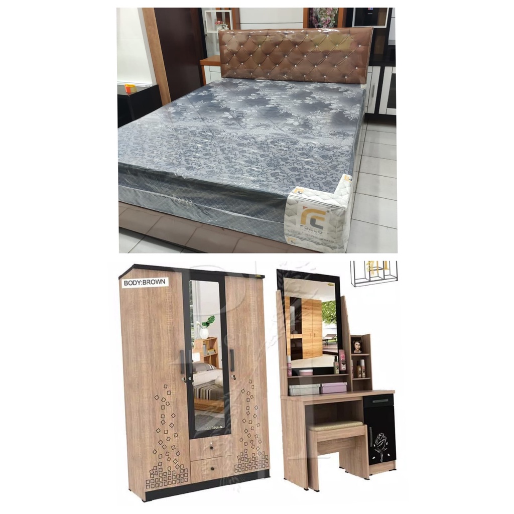Kamar set nikahan set(COD) Lemari Baju , Set Kasur Meja Rias FREE 2 BANTAL Set nikahan Murah