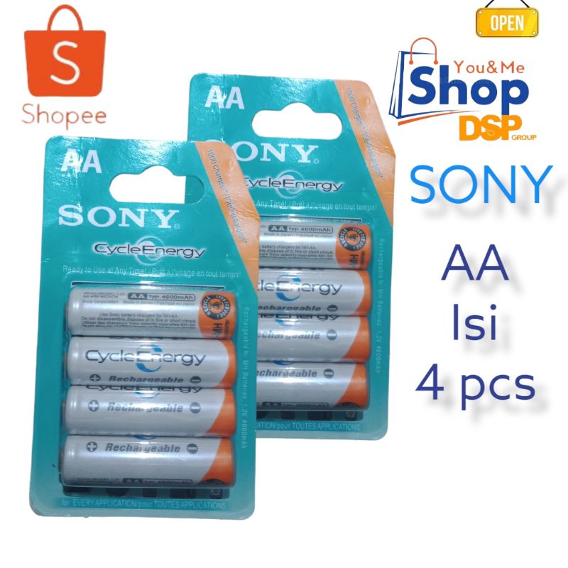 Stoks⭐.melimpah&gt; Baterai Charger Sony AA- A 2 / Baterai Charger Sony AA 4600 Mah isi 4 pcs✿AS➦