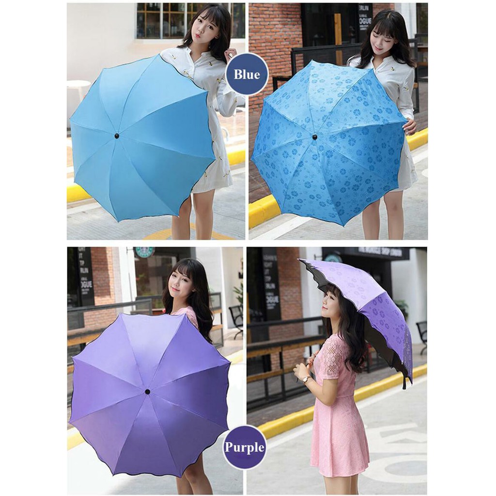 Payung Lipat 3D Magic Umbrella Dimensi Lapisan Hitam ANTI UV