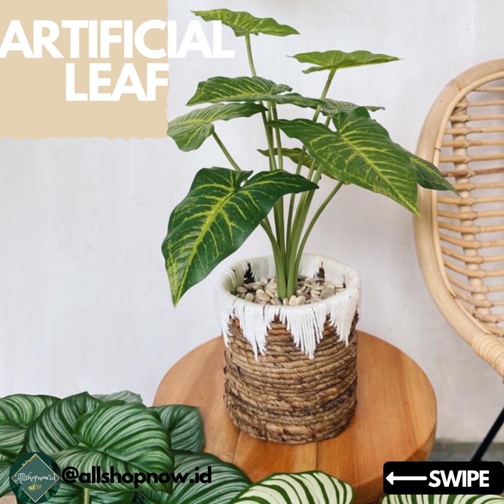 Set Tanaman Hias / Tanaman Palsu / Artificial Leaf / Monstera Varigata / Artificial Flower
