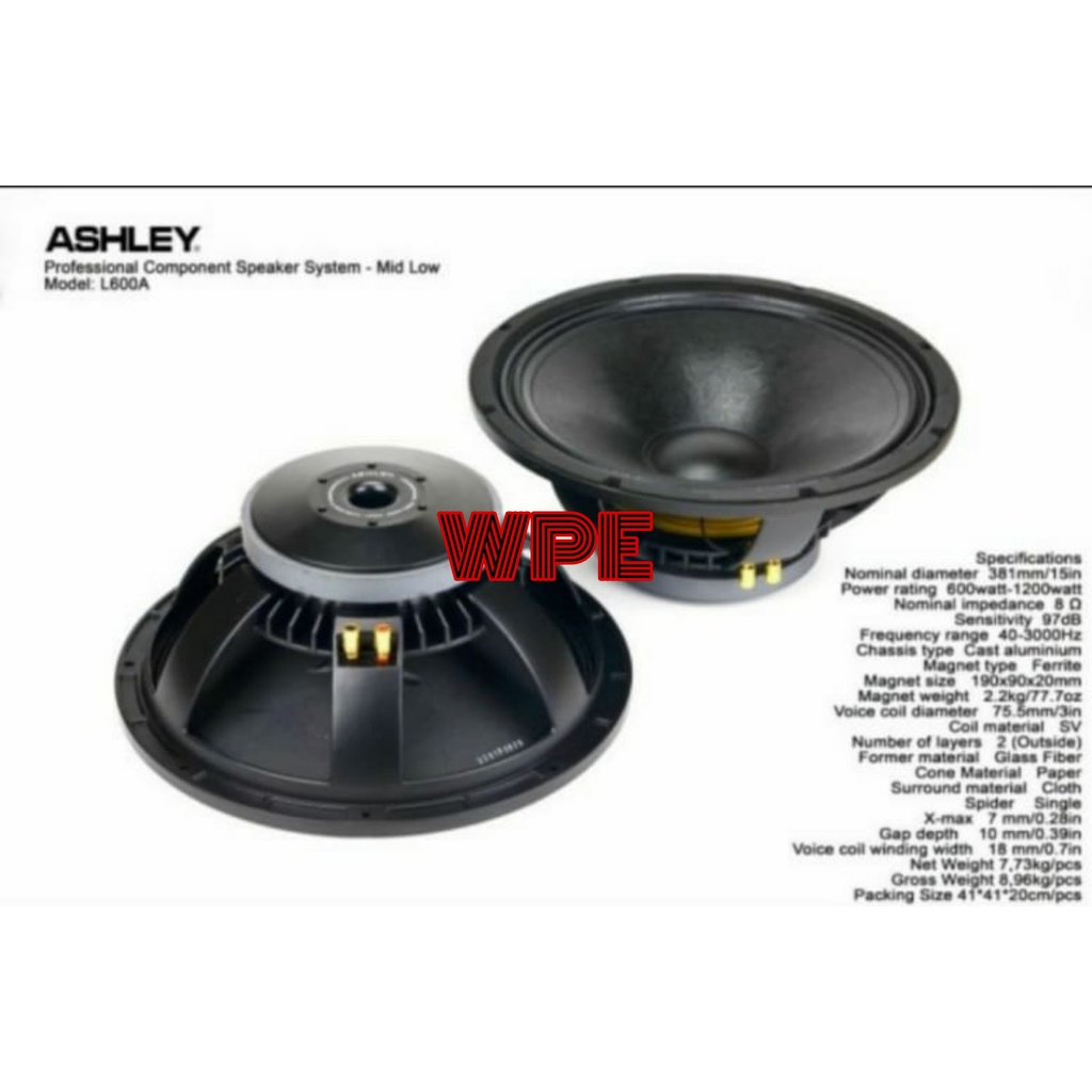 speaker komponen ashley l600a original 15inch