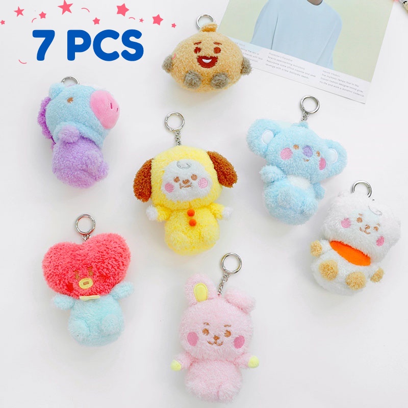 7pcs / set Gantungan Kunci Bentuk Boneka Plush Kpop