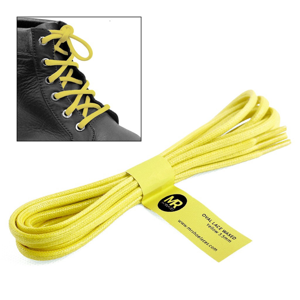 MR Shoelaces FC10 Kuning YELLOW Tali Sepatu Lilin Oval 3.5mm (Waxed Laces) 50cm 70cm 80cm 100cm 120cm 150cm 200cm - Premium Shoelace