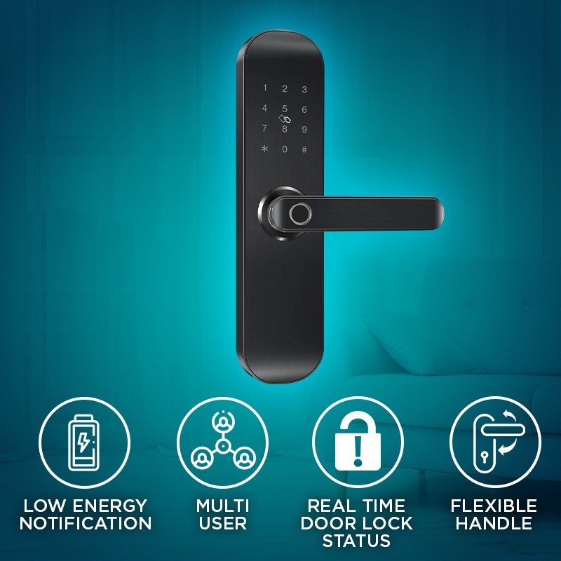 Bardi Smart Home Door Lock Handle RFID-Fingerprint Waterproof IP54 Kunci Pintu Smart