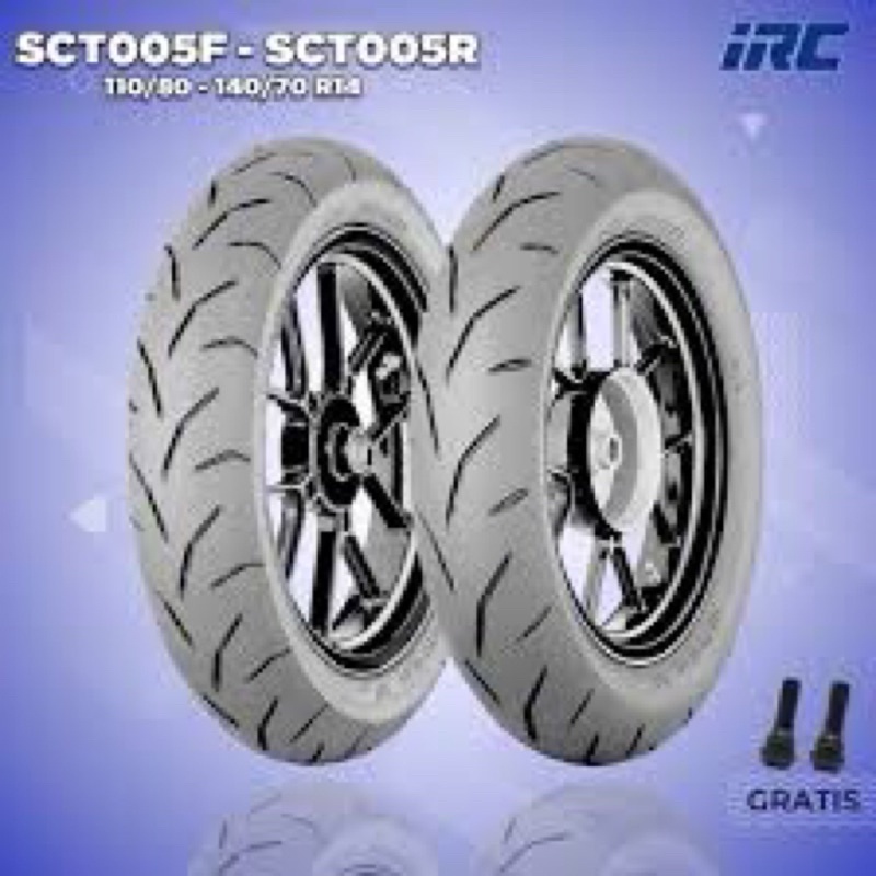 BAN AEROX - IRC SCT005 110/80 - 14 DAN 140/70 - 14  BAN TUBELESS STANDAR ORIGINAL AEROX