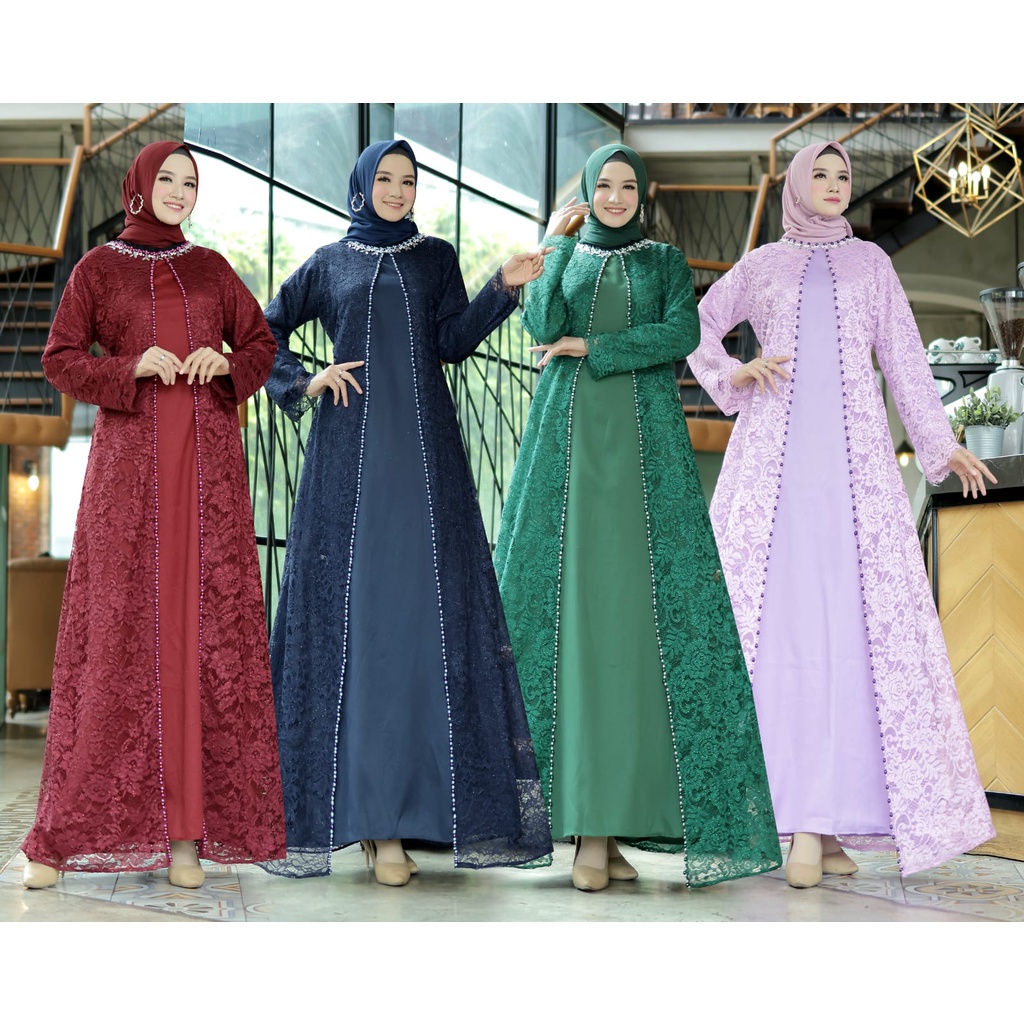 HOPYLOVY - Maxi Dress Terbaru Wanita Gamis Muslim / Maxi Brukat Hera