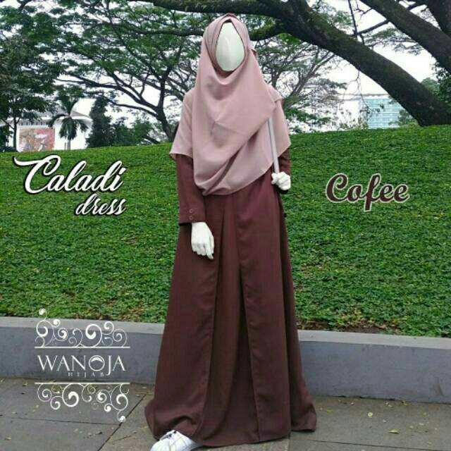 Gamis syari dress pesta CALADI - busui friendly fashion muslim  - ORI Wanoja Hijab - warna polos