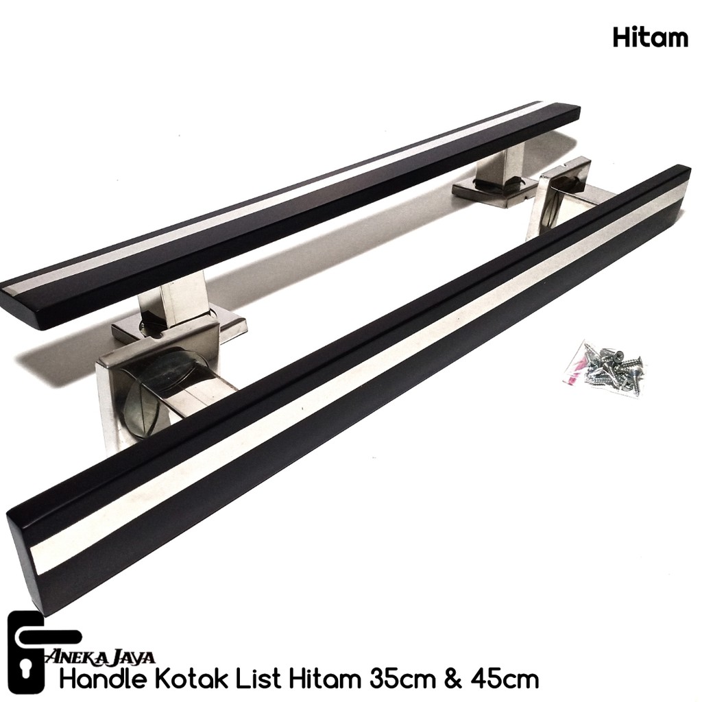 Handle Pintu Rumah / Tarikan Pintu Rumah / Gagang Pintu Rumah stainlees natural dan hitam 45cm 35 cm