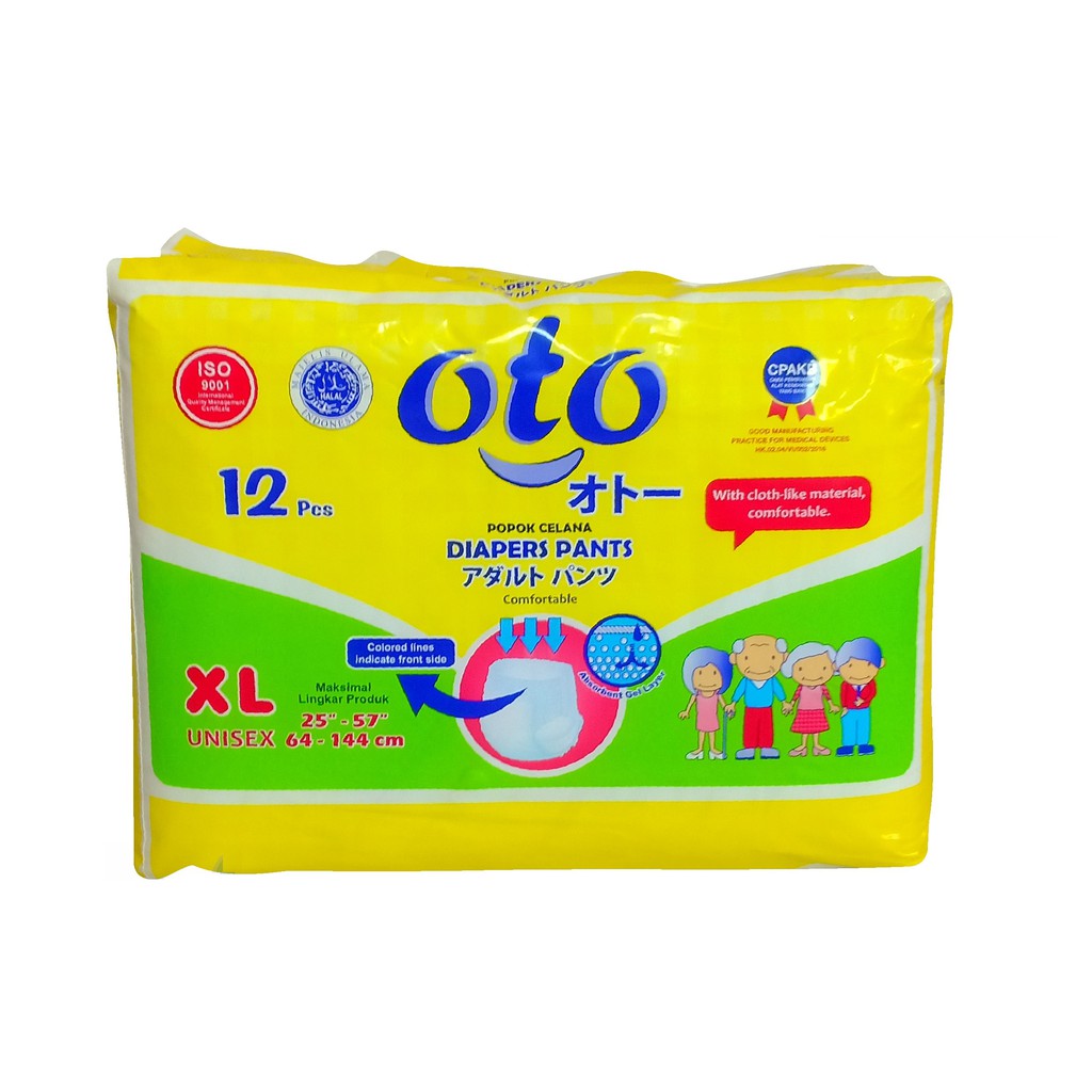 OTO Popok Dewasa model Celana Adult Diapers Pants XL isi 12 pcs