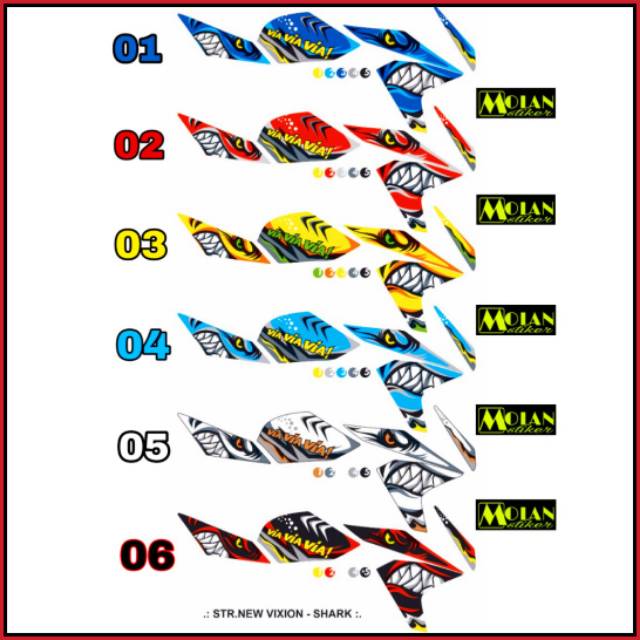 Sticker Striping Variasi Vixion New 2013 2016 Nva Nvl Shark