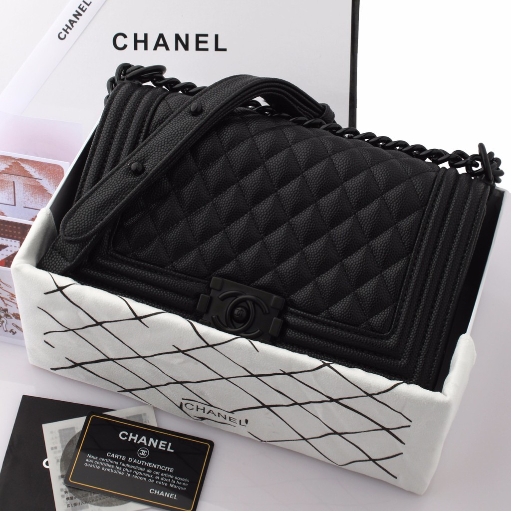 TAS CHANEL BOY CAVIAR SO BLACK WITH BLACK NIKEL Dh #9006