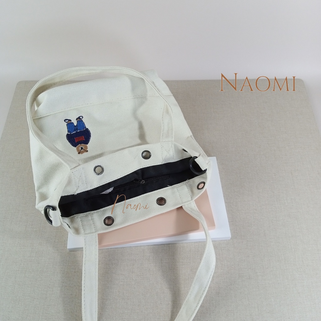 NAOMI - Tote Bag Import Lucy Cute Tas Fashion Bag - Tas Wanita Black Shoulder Bag Sling Bag Premium Fashion - canvas premium bag - tas canvas - tote bag