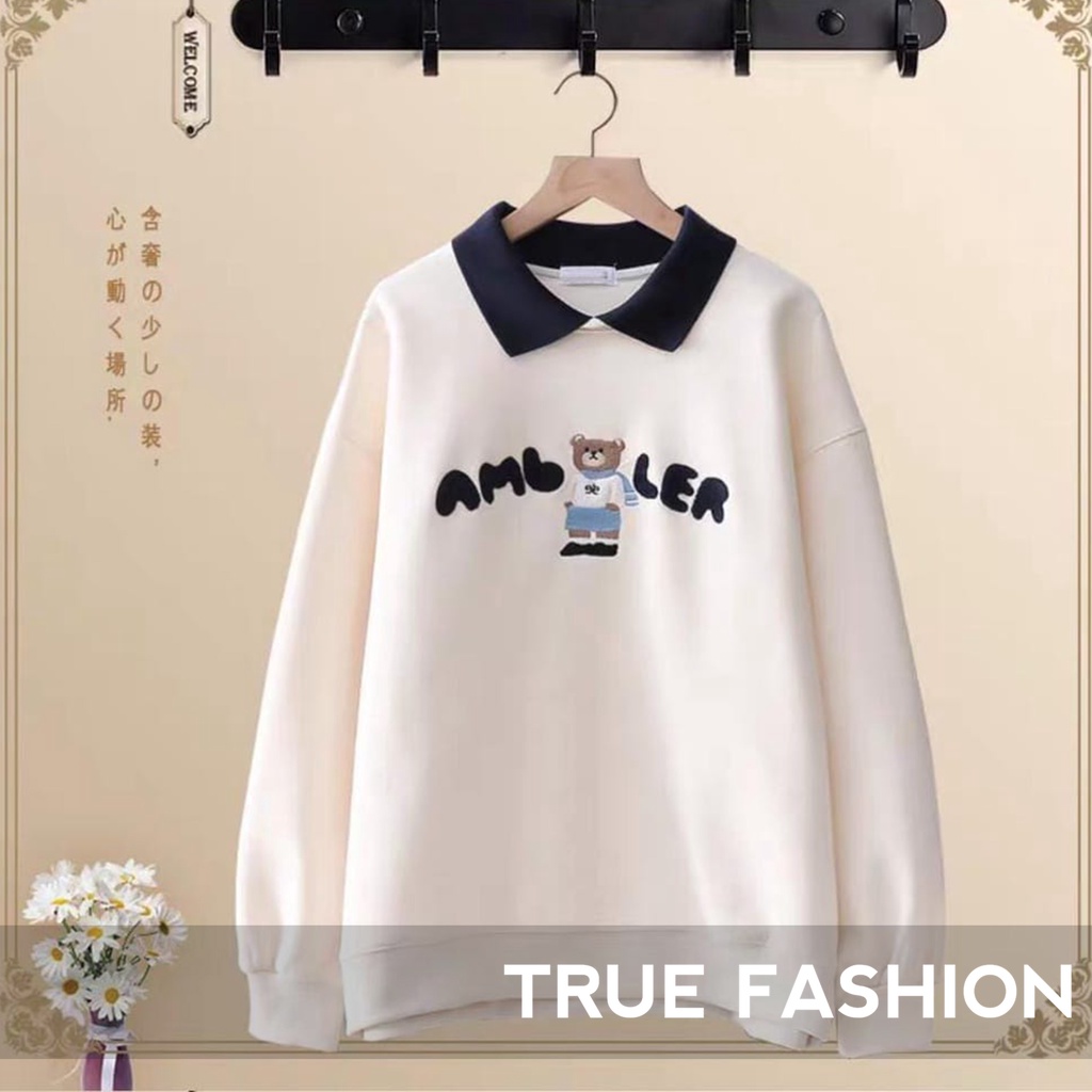 Sweatshirt Winter COllar Bear Ambler - Baju Wanita Dan Pria - Bahan Fleece - Sweater Allsize