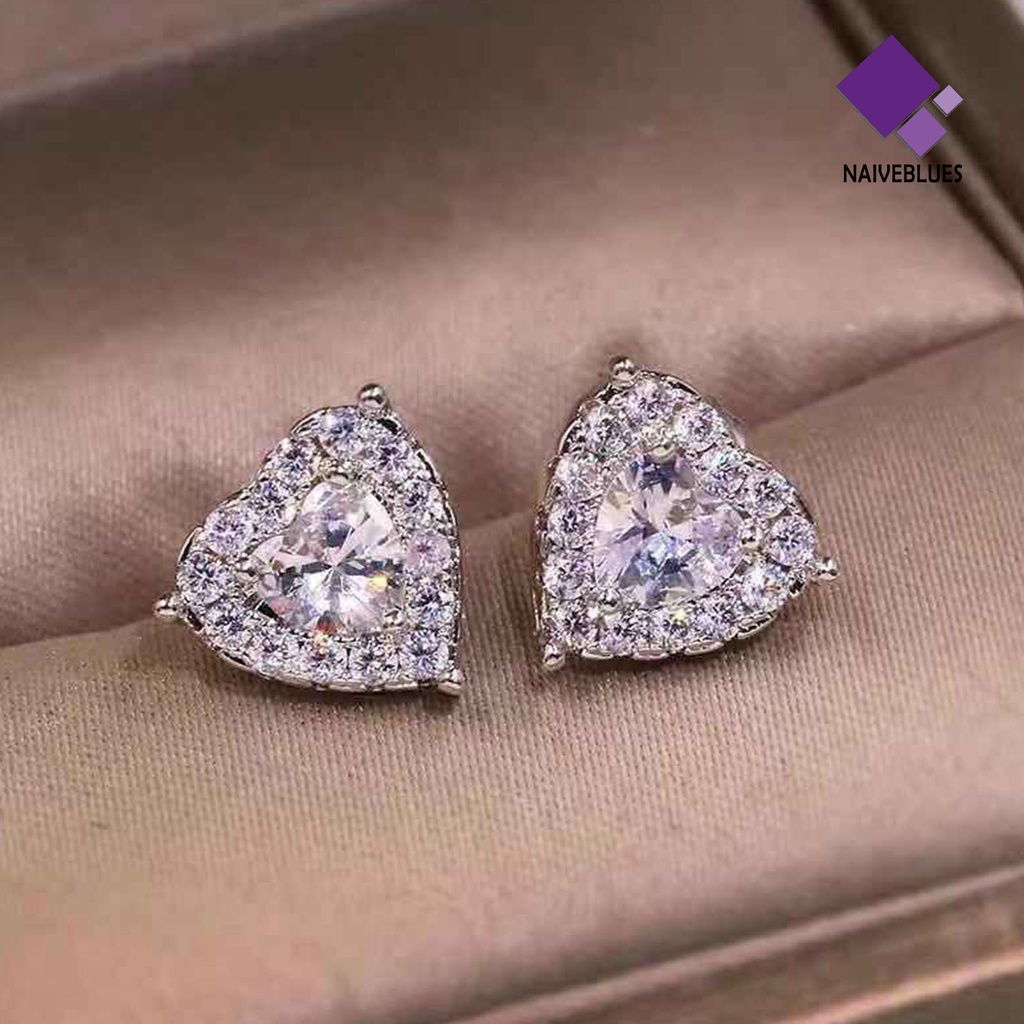 1 Pasang Anting Stud Berlian Imitasi Tahan Lama Untuk Wanita