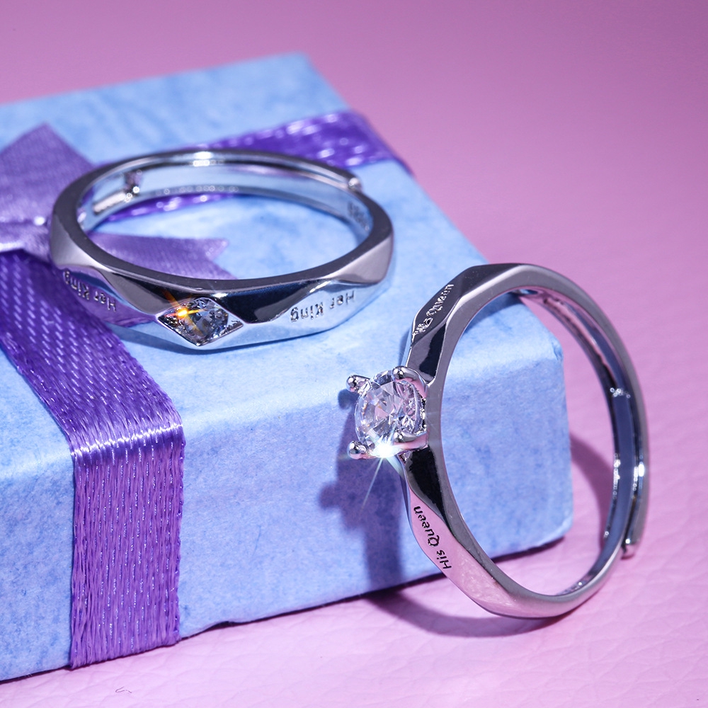 Cincin Lapis Silver S925 Dapat Disesuaikan Gaya Korea Untuk Pasangan