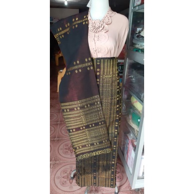 SONGKET PUCCA BINTIK WARNA KOPI GOSONG - GOLD TENUN TANGAN TARUTUNG