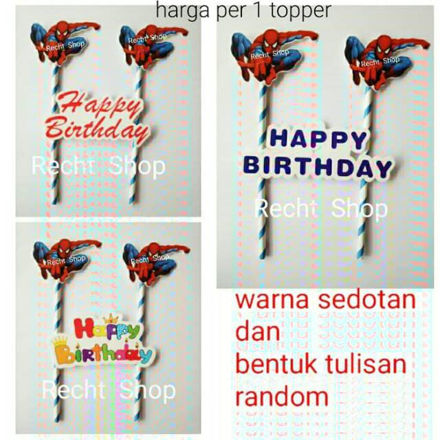 Topper hiasan kue ulang tahun karakter spiderman