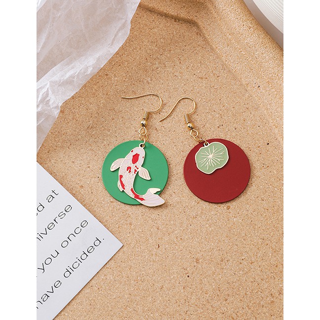 LRC Anting Gantung Fashion Color Drop Glaze Painted Koi Earrings D55278