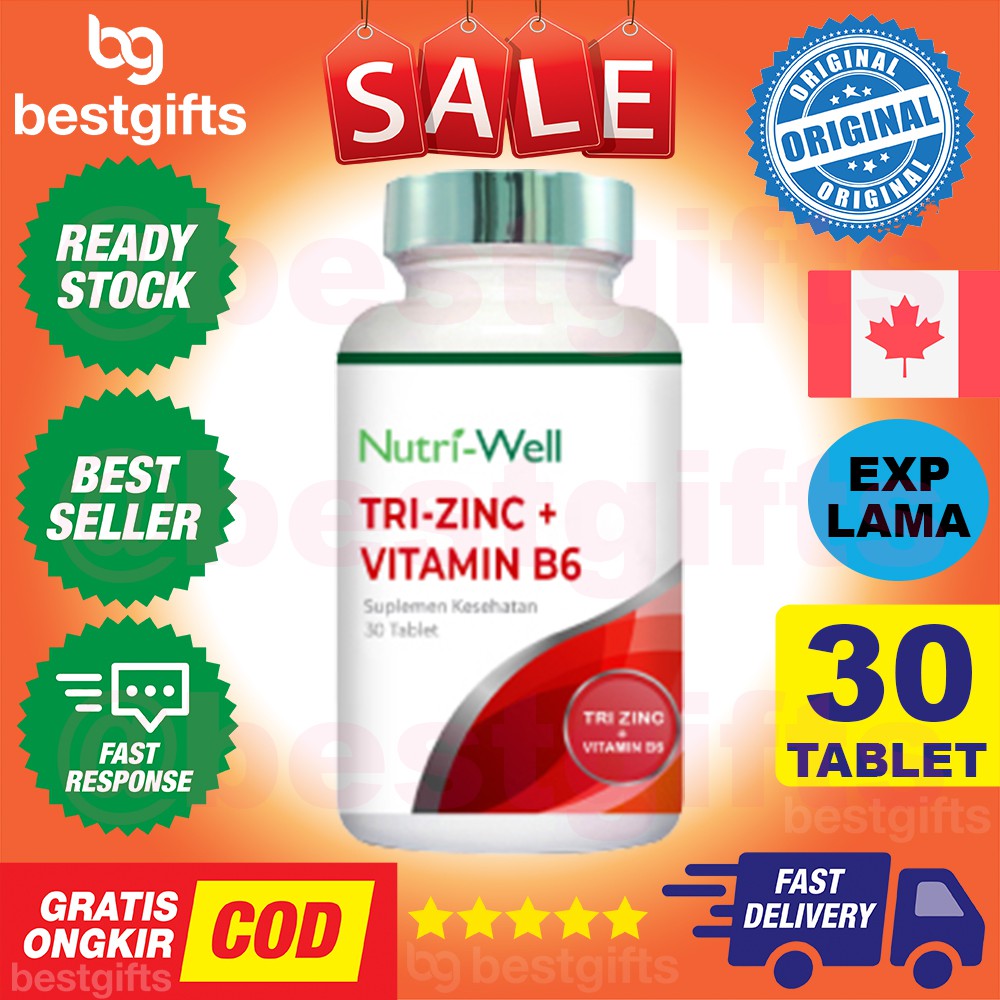 NUTRIWELL NUTRI WELL TRIZINC TRI ZINC VITAMIN B6 PICOLINATE DAYA TAHAN TUBUH JERAWAT KULIT 30 TABLET