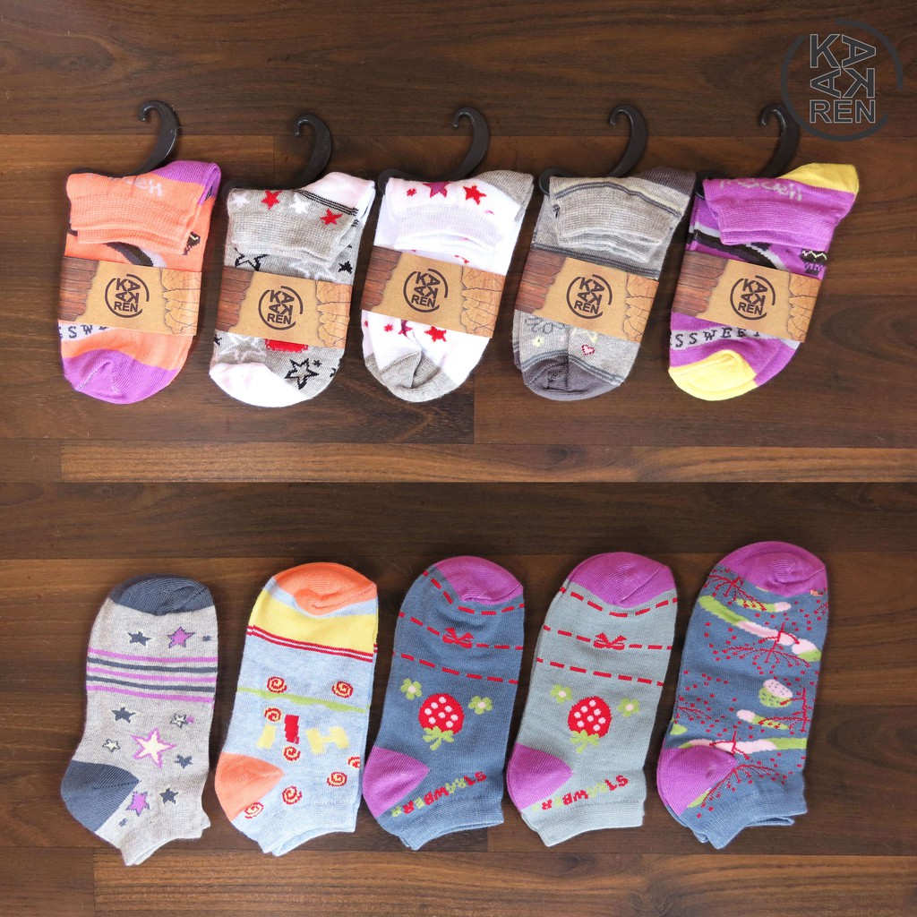 Kakaren Kaos Kaki Pendek Angkel Motif / Ladies A