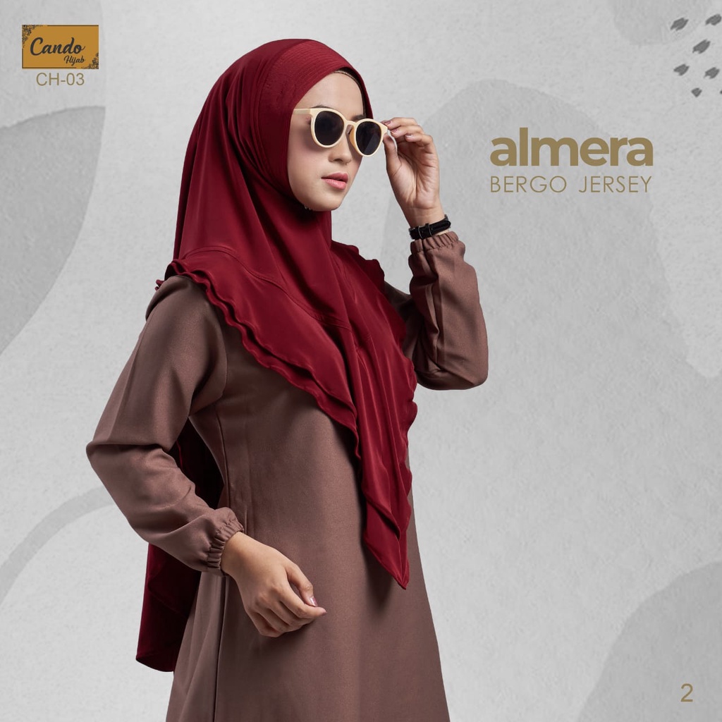 Jilbab Instan Bergo Almera Jersey Ori Cando Hijab-MAROON