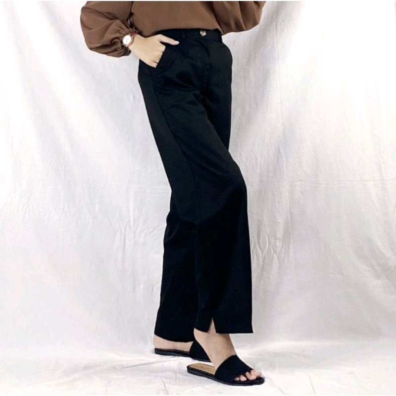 Melva Slit Pants / Celana Kulot Korean style remaja / Celana kulot Haighwaist wanita terbaru tebal