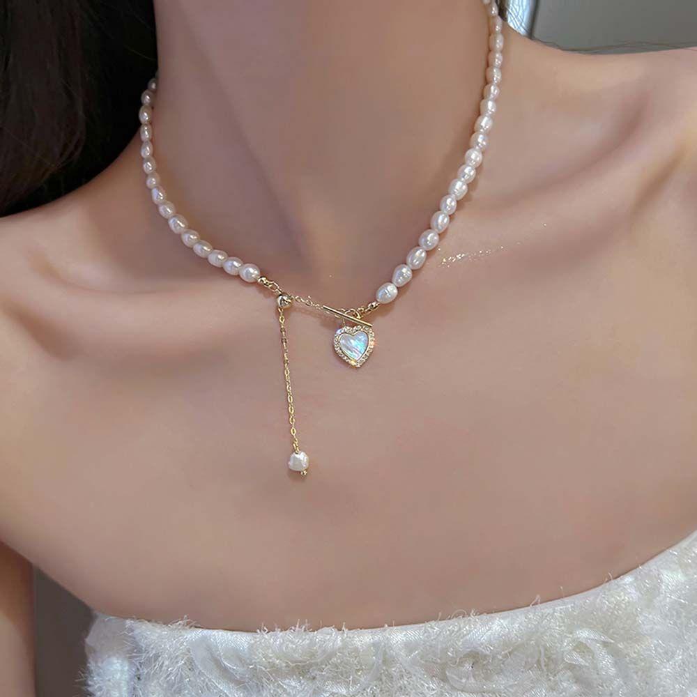 Mxbeauty Kalung Mutiara Elegan Retro Hadiah Shell Perempuan Choker Wanita Rantai Klavikula