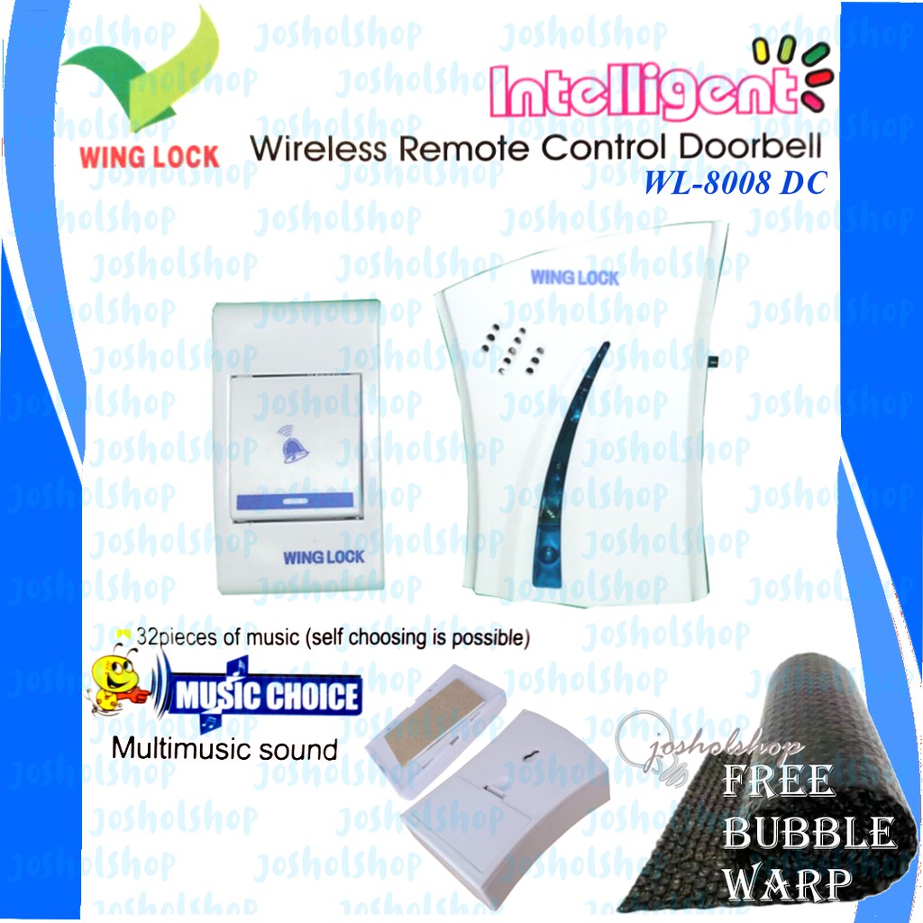 Winglock Wireless Bell / Door Bell / Bel Pintu WL-8008 DC ( PAKAI BATERAI UNTUK BELLNYA )