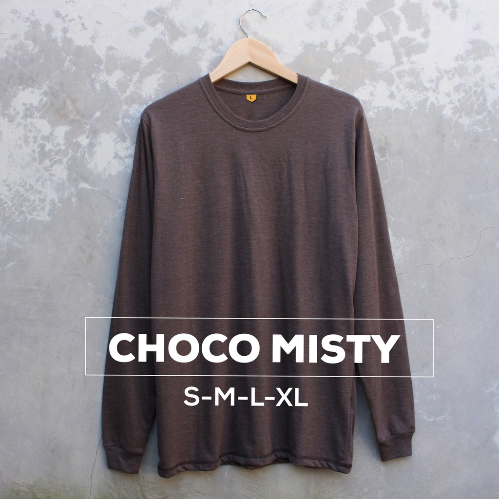 Kaos Longsleeve Choco Misty Cotton Combed 30s Kaos Polos Distro Tangan Panjang Choco Misty Pake RIB