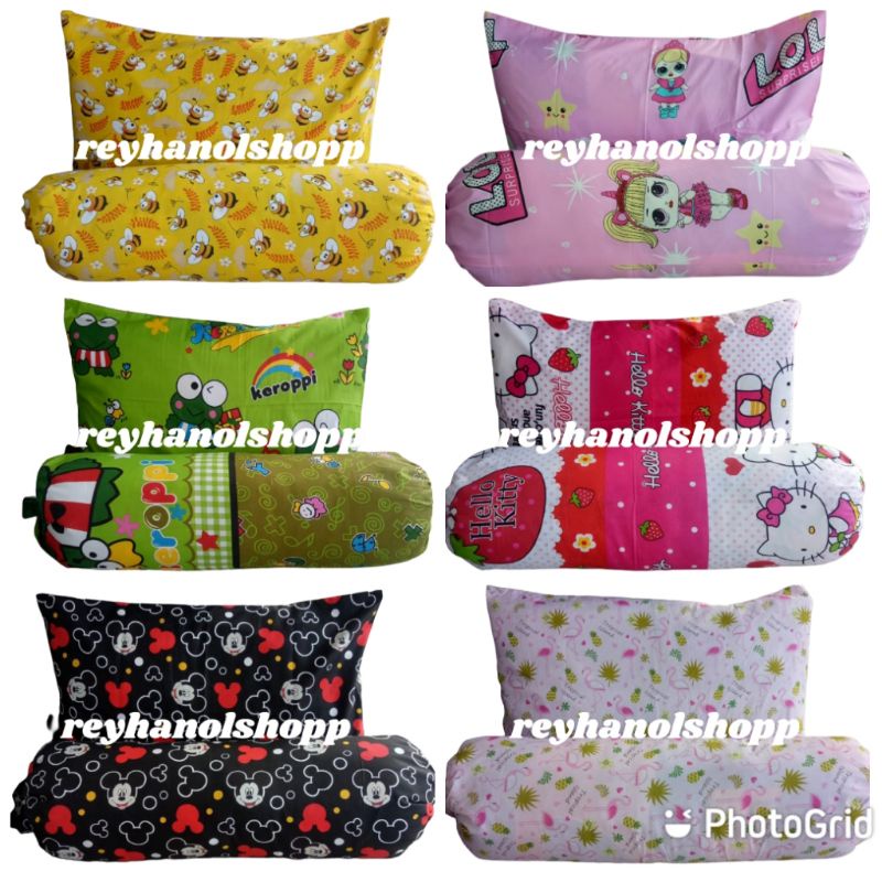 Sarung bantal sarung guling set motif karakter anak