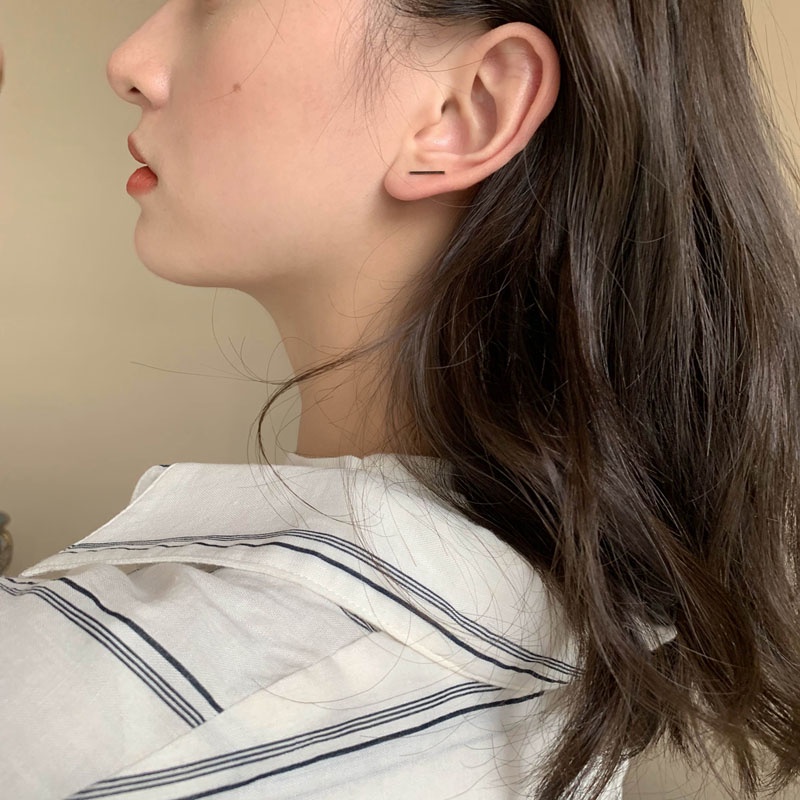 Roselife 1 pair S925 Casual Unisex Simple Butterfly Moon Star Strip Bar Stud Earrings Fashion Ear Jewelry