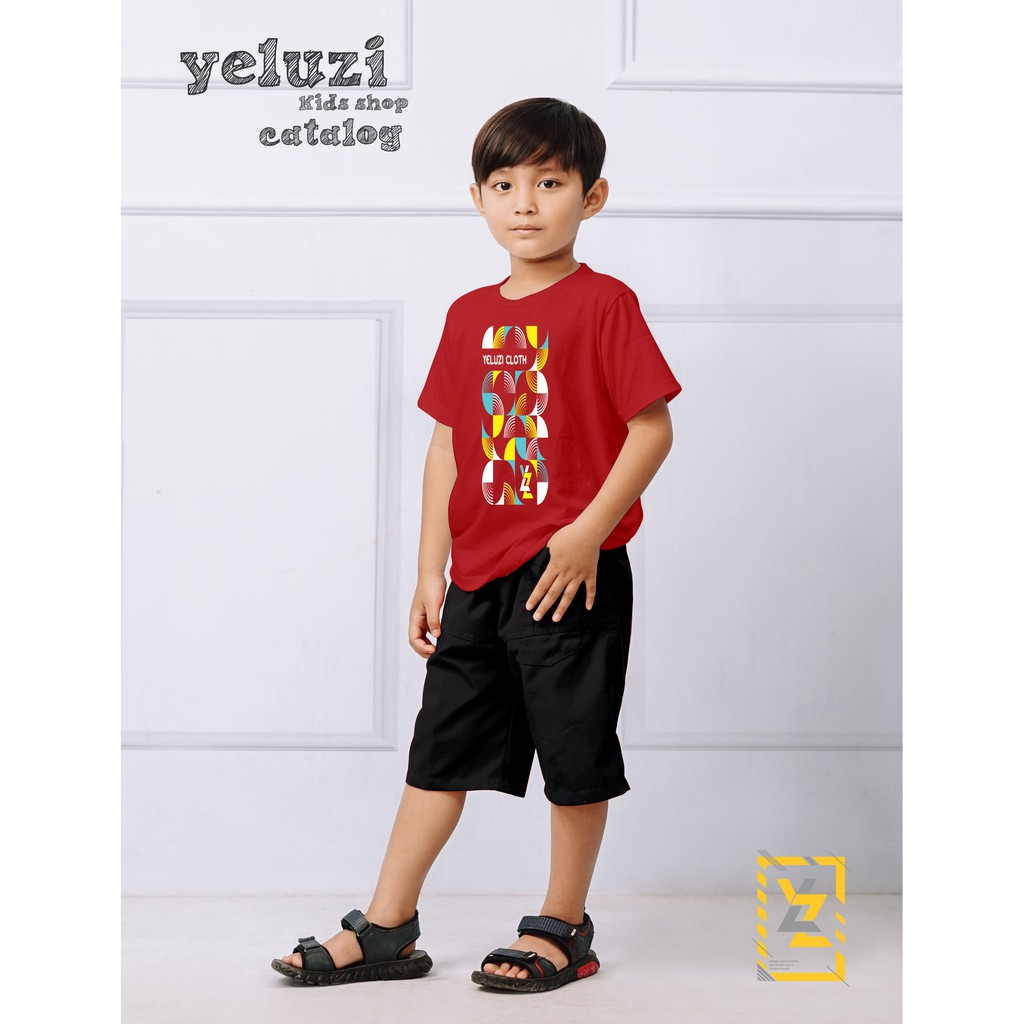 Kaos Baju anak distro oblong merah yeluzi